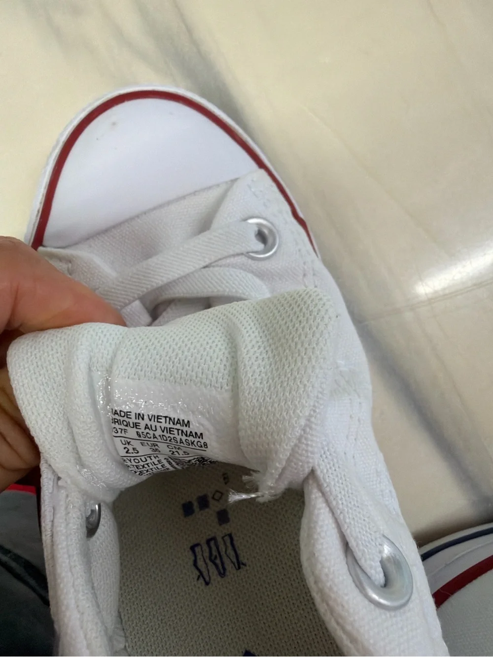 Converse Kids White Canvas Low-Top Sneakers with Red Trim